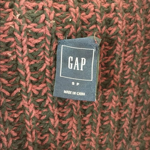 Gap Women Zip Up Sweater Burgundy Black Chunky Knit Small Short - Picture 5 of 9